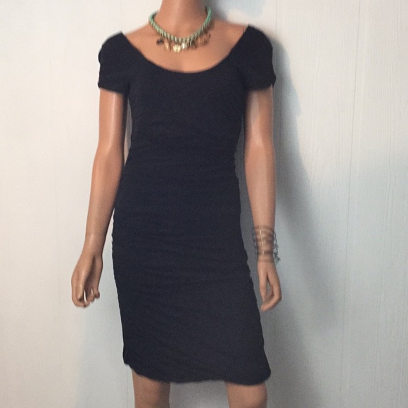 Free People Dresses & Skirts - Free people black rouched midi dress bodycon Sz Sm